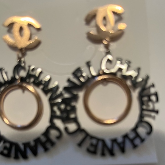 Nice earrings bigger saise color black end gold natural - Picture 2 of 3